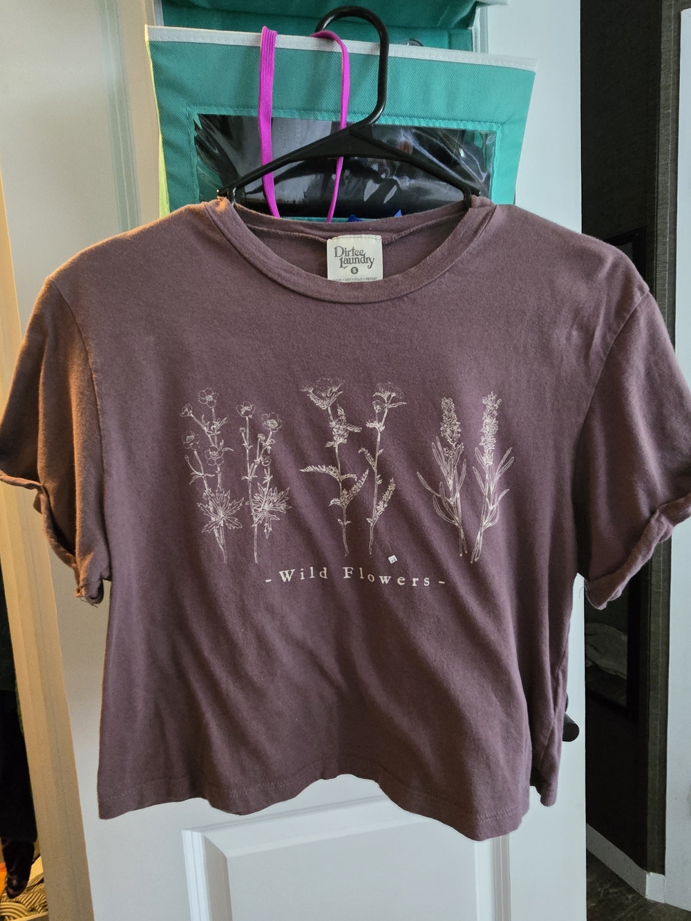 Dirtee Laundry Wild Flowers Cropped Tee in Dusty Mauve